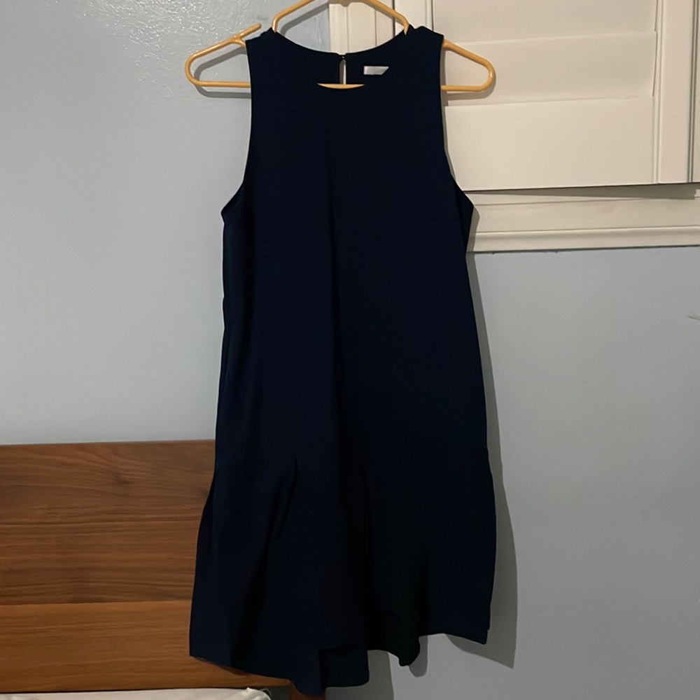 nosbyn contemporary brand navy dress. school girl overall dress
